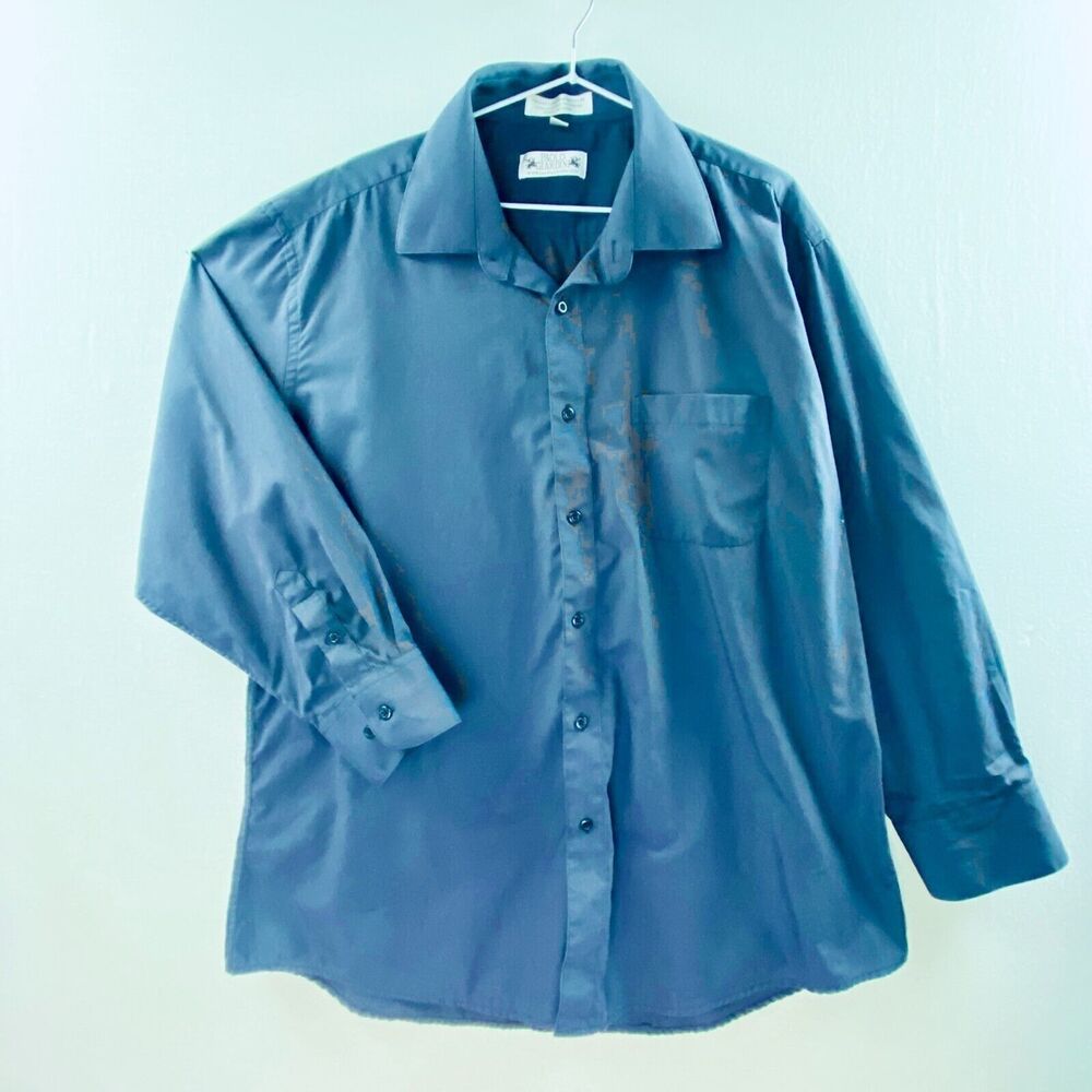 Paolo Giardini Men's Dress Shirt Long Sleeve Dark Blue Men’s Large 17 32/33